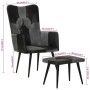 Sillón con reposapiés cuero auténtico y lona negro de vidaXL, Sillones - Ref: Foro24-339678, Precio: 96,99 €, Descuento: %