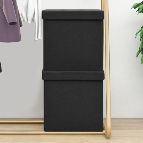 Folding storage stools 2 units synthetic black linen by vidaXL, Folding stools and chairs - Ref: Foro24-338772, Price: 35,89 ...