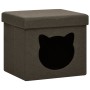 Taburete plegable almacenaje estampado gatos tela marrón oscuro de vidaXL, Taburetes y sillas plegables - Ref: Foro24-338757,...