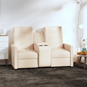 2-seater recliner with cup holders in cream fabric by vidaXL, Armchairs - Ref: Foro24-3084355, Price: 376,99 €, Discount: %