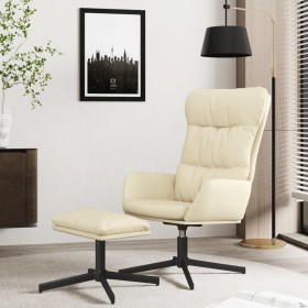 Sillón de relax con reposapiés cuero sintético color crema de vidaXL, Sillones - Ref: Foro24-3097606, Precio: 153,32 €, Descu...