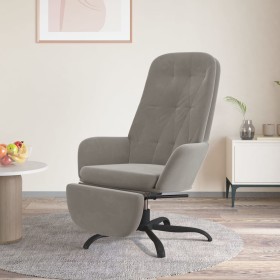 Sillón de relax con reposapiés de terciopelo gris claro de vidaXL, Sillones - Ref: Foro24-3097641, Precio: 104,97 €, Descuent...