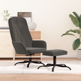 Sillón de relax con taburete terciopelo gris oscuro de vidaXL, Sillones - Ref: Foro24-3097631, Precio: 119,99 €, Descuento: %