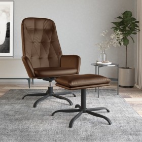 Sillón de relax con reposapiés cuero artificial marrón brillo de vidaXL, Sillones - Ref: Foro24-3097653, Precio: 127,44 €, De...