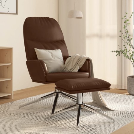 Sillón de relax con reposapiés cuero sintético brillante marrón de vidaXL, Sillones - Ref: Foro24-3097372, Precio: 137,99 €, ...