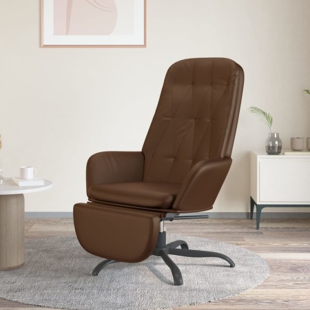 Relaxation armchair and footrest in shiny brown artificial leather by vidaXL, Armchairs - Ref: Foro24-3097655, Price: 105,99 ...