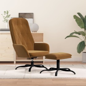 Relaxation armchair with brown velvet stool by vidaXL, Armchairs - Ref: Foro24-3097638, Price: 123,99 €, Discount: %