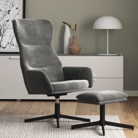 Sillón de relax con reposapiés terciopelo gris oscuro de vidaXL, Sillones - Ref: Foro24-3097485, Precio: 149,99 €, Descuento: %