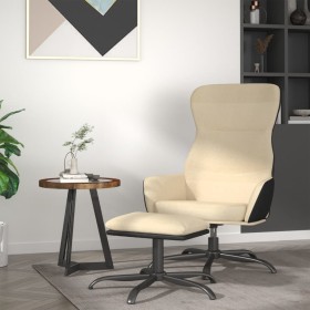 Sillón de relax con reposapiés de tela color crema de vidaXL, Sillones - Ref: Foro24-3097460, Precio: 121,75 €, Descuento: %