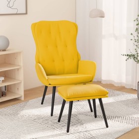 Sillón de relax con taburete terciopelo amarillo mostaza de vidaXL, Sillones - Ref: Foro24-3097674, Precio: 151,99 €, Descuen...