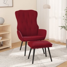 Sillón de relax con taburete terciopelo rojo tinto de vidaXL, Sillones - Ref: Foro24-3097672, Precio: 157,99 €, Descuento: %