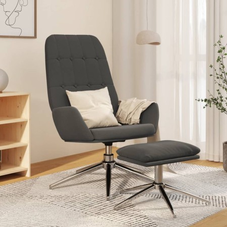 Sillón de relax con taburete tela de microfibra gris oscuro de vidaXL, Sillones - Ref: Foro24-3097695, Precio: 133,06 €, Desc...