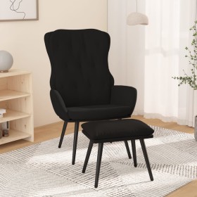 Sillón de relax con taburete terciopelo negro de vidaXL, Sillones - Ref: Foro24-3097673, Precio: 158,99 €, Descuento: %