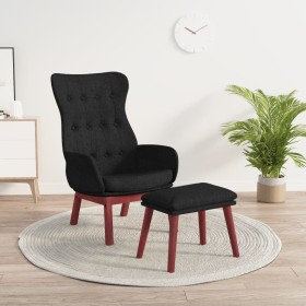 Sillón de relax con taburete tela negro de vidaXL, Sillones - Ref: Foro24-3097729, Precio: 159,99 €, Descuento: %