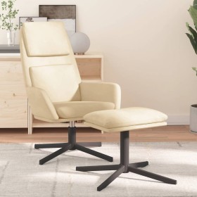 Sillón de relax con taburete terciopelo blanco crema de vidaXL, Sillones - Ref: Foro24-3097807, Precio: 126,99 €, Descuento: %