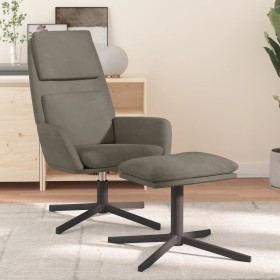 Sillón de relax con taburete de terciopelo gris claro de vidaXL, Sillones - Ref: Foro24-3097798, Precio: 132,99 €, Descuento: %