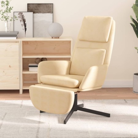 Sillón de relax con reposapiés terciopelo blanco crema de vidaXL, Sillones - Ref: Foro24-3097818, Precio: 109,17 €, Descuento: %