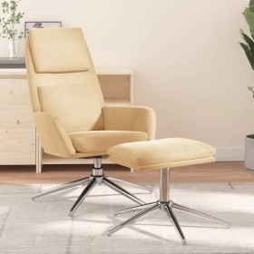 Relaxation armchair with stool in cream-colored microfiber fabric by vidaXL, Armchairs - Ref: Foro24-3097784, Price: 128,99 €...