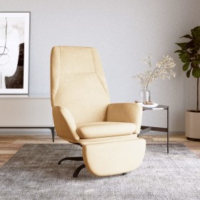 Sillón de relax con reposapiés terciopelo blanco crema de vidaXL, Sillones - Ref: Foro24-3097857, Precio: 98,99 €, Descuento: %