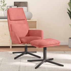 Sillón de relax con taburete terciopelo rosa de vidaXL, Sillones - Ref: Foro24-3097802, Precio: 131,99 €, Descuento: %