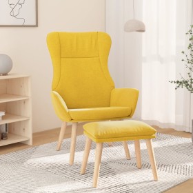 Sillón de relax con taburete tela amarillo mostaza de vidaXL, Sillones - Ref: Foro24-3097889, Precio: 148,99 €, Descuento: %