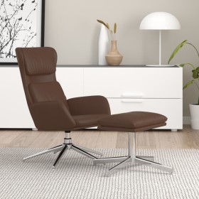 Sillón de relax con reposapiés cuero sintético brillante marrón de vidaXL, Sillones - Ref: Foro24-3097832, Precio: 147,99 €, ...