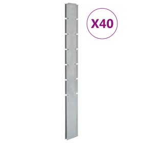 Postes de valla de jardín 40 uds acero galvanizado plata 180 cm de vidaXL, Postes de cerca - Ref: Foro24-3196221, Precio: 5,0...