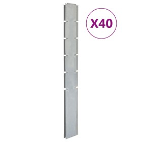 Garden fence posts 40 pcs galvanized steel silver 160 cm by vidaXL, fence posts - Ref: Foro24-3196220, Price: 1,00 €, Discoun...