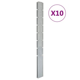 Garden fence posts 10 pcs galvanized steel silver 200 cm by vidaXL, fence posts - Ref: Foro24-3196177, Price: 1,00 €, Discoun...