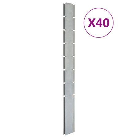 Garden fence posts 40 pcs galvanized steel silver 200 cm by vidaXL, fence posts - Ref: Foro24-3196222, Price: 5,00 €, Discoun...