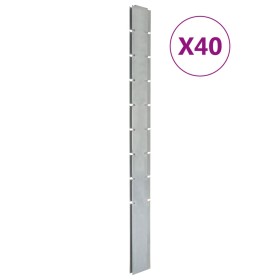 Garden fence posts 40 pcs galvanized steel silver 220 cm by vidaXL, fence posts - Ref: Foro24-3196223, Price: 5,00 €, Discoun...