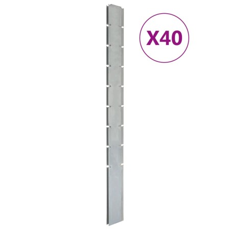 Postes de valla de jardín 40 uds acero galvanizado plata 220 cm de vidaXL, Postes de cerca - Ref: Foro24-3196223, Precio: 5,0...