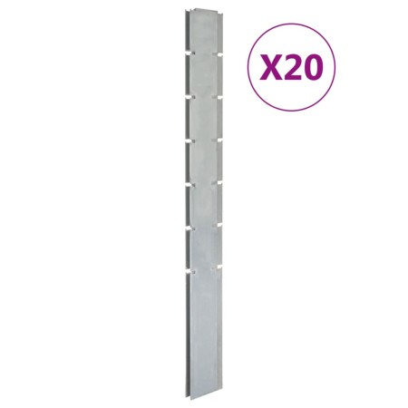 Postes de valla de jardín 20 uds acero galvanizado plata 180 cm de vidaXL, Postes de cerca - Ref: Foro24-3196191, Precio: 2,0...