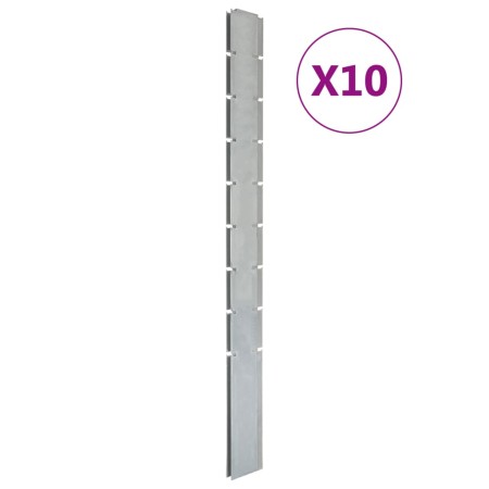 Garden fence posts 10 pcs galvanized steel silver 220 cm by vidaXL, fence posts - Ref: Foro24-3196178, Price: 1,00 €, Discoun...