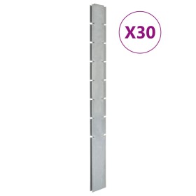 Garden fence posts 30 pcs galvanized steel silver 200 cm by vidaXL, fence posts - Ref: Foro24-3196207, Price: 4,00 €, Discoun...