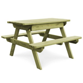 Mesa de pícnic y bancos niños madera pino impregnada 90x90x58cm de vidaXL, Mesas de jardín - Ref: Foro24-45148, Precio: 76,31...