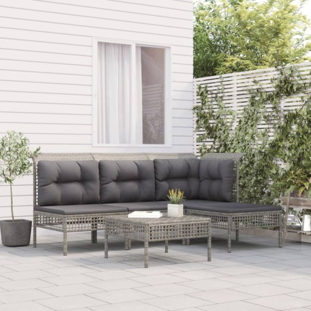 5-teiliges Gartenmöbel-Set und graue synthetische Rattankissen von vidaXL, Gartensets - Ref: Foro24-3187498, Preis: 319,25 €,...