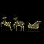 Decoración navideña de renos y trineo de jardín dorado 140 LEDs de vidaXL, Luces de Navidad - Ref: Foro24-3100430, Precio: 11...