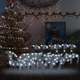 Weihnachtsdekoration aus Rentier und Gartenschlitten silber 140 LEDs von vidaXL, Weihnachtsbeleuchtung - Ref: Foro24-3100431,...