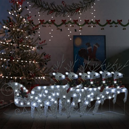 Christmas decoration of reindeer and garden sleigh silver 140 LEDs by vidaXL, Christmas lights - Ref: Foro24-3100431, Price: ...