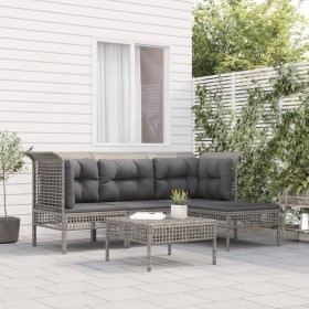 5-piece garden furniture set and gray synthetic rattan cushions by vidaXL, Garden sets - Ref: Foro24-3187502, Price: 320,99 €...