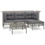 Set de muebles de jardín 5 pzas y cojines ratán sintético gris de vidaXL, Conjuntos de jardín - Ref: Foro24-3187502, Precio: ...