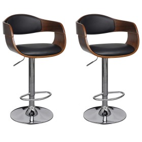 Kitchen stools 2 pcs synthetic leather curved wood black by vidaXL, Kitchen stools - Ref: Foro24-3052716, Price: 240,16 €, Di...