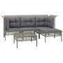 Set de muebles de jardín 5 pzas y cojines ratán sintético gris de vidaXL, Conjuntos de jardín - Ref: Foro24-3187502, Precio: ...