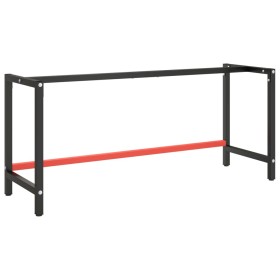 Matte black and red metal workbench structure 180x57x79cm by vidaXL, Table legs - Ref: Foro24-151457, Price: 89,96 €, Discoun...