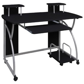 Black plywood computer desk 110x52x88.5 cm by vidaXL, Desks - Ref: Foro24-20582, Price: 89,99 €, Discount: %