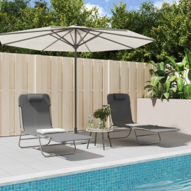 Folding sun loungers 2 units steel and gray textilene by vidaXL, Loungers - Ref: Foro24-360183, Price: 80,99 €, Discount: %