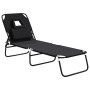 Folding steel sun lounger with powder coating and black Oxford fabric by vidaXL, Loungers - Ref: Foro24-360176, Price: 55,96 ...