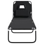 Folding steel sun lounger with powder coating and black Oxford fabric by vidaXL, Loungers - Ref: Foro24-360176, Price: 55,96 ...