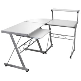 Corner desk made of white plywood 132x112x99 cm by vidaXL, Desks - Ref: Foro24-20587, Price: 99,99 €, Discount: %